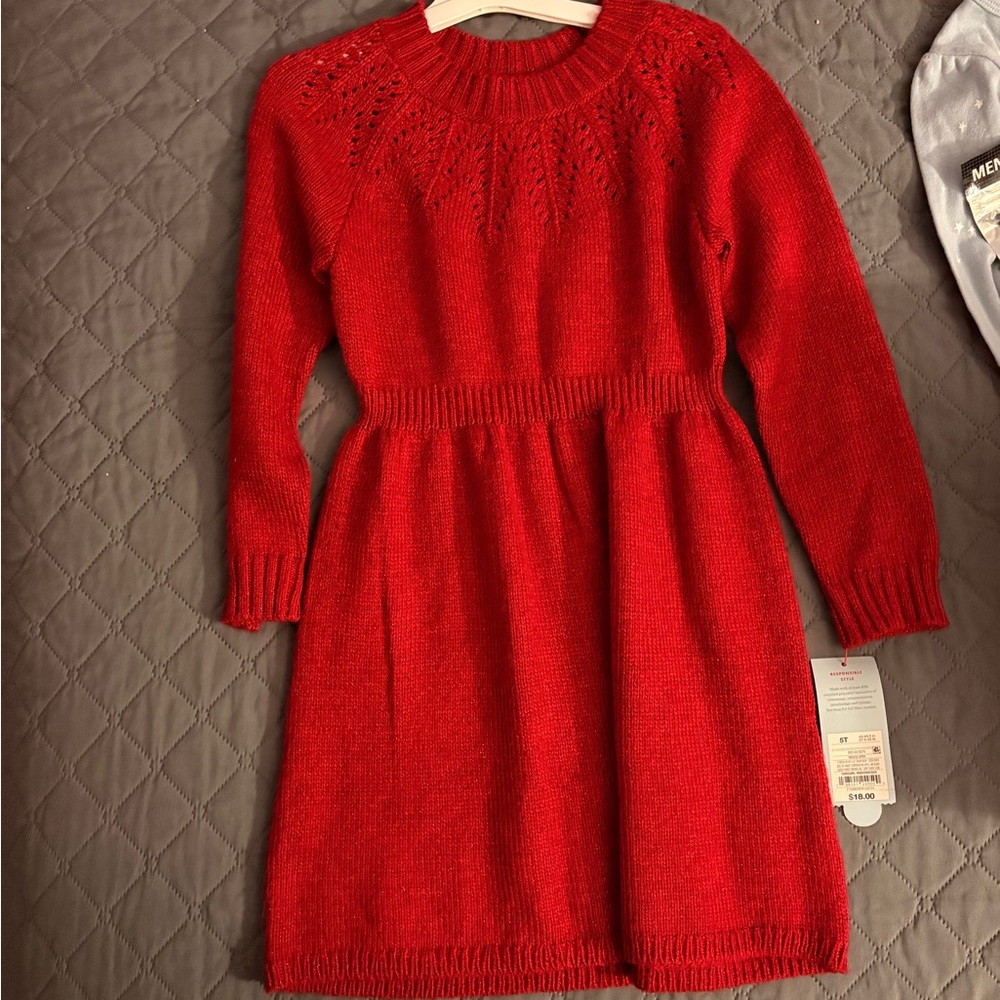 Cat & Jack Vibrant Red Knit Dress